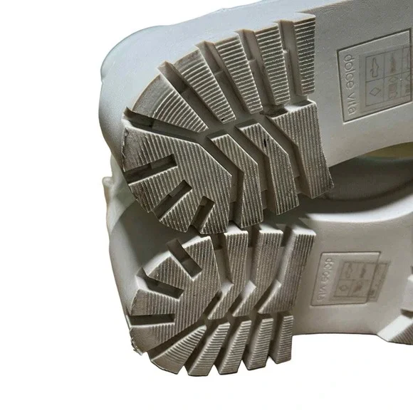 Dolce Vita Hank Canvas Chunky Heel‎ Combat Boots Lace Zip Creme Size 8.5 - Picture 10 of 10